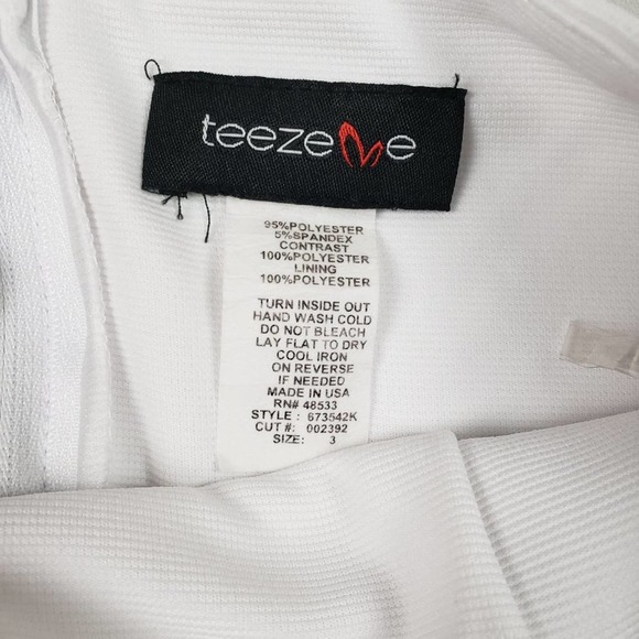 Teeze Me Solid White Strapless Bodycon Split Mini Dress Junior's Size 3 - Picture 6 of 9